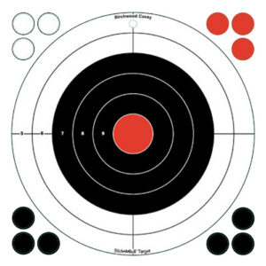 Birchwood Casey 33912 Stick-A-Bull Self-Adhesive Paper Black/Red/White 12" Bullseye 5 Pack