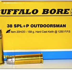 Buffalo Bore Ammunition 20H20 Outdoorsman Strictly Business 38Special +P 158gr Hard Cast 20 Per Box/12 Case