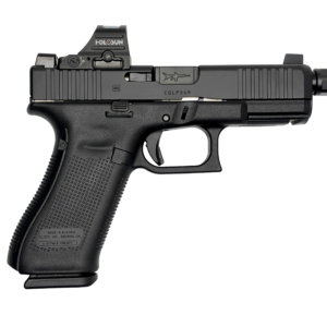 GLOCK 45V SHARK PUPPY BLACK 9MM THREADED BARREL 17RD SAVIOR BAG HOLOSUN 407C OPTIC NO SUPPRESSOR PV4550203SPFDE-NS