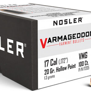 Nosler 17205 Varmageddon 17Cal 20gr Flat Base Hollow Point 100/Box
