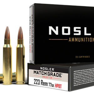 Nosler 60011 Match Grade 223Rem 77gr Custom Competition Hollow Point Boat Tail 20 Per Box/20 Case