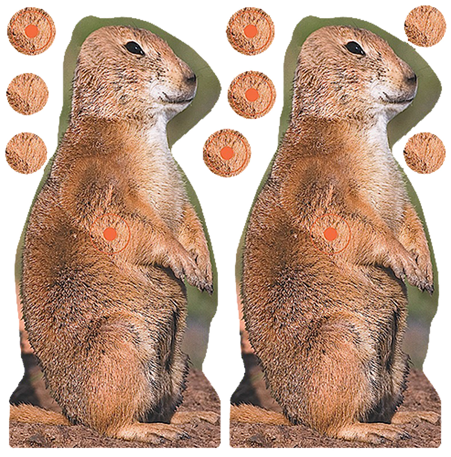 Birchwood Casey 34786 Shoot-N-C Reactive Target Self-Adhesive Paper Brown 8" Prairie Chuck 12 Pack