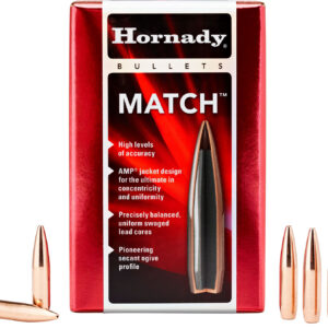 Hornady 30501 Match 30 Cal .308 168 gr Hollow Point Boat Tail Match 100 Per Box/ 15 Case