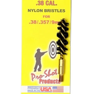 Pro-Shot 38NP Bore Brush 9mm Pistol #8-32 Thread Nylon Bristles Brass Core