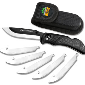 Outdoor Edge RL10C RazorLite  3.50" Folding Plain Black Oxide 420J2 SS Blade, Black TPR Handle