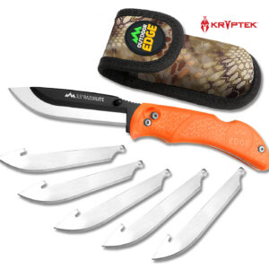 Outdoor Edge RB20C RazorLite 3.50" Folding Plain Black Oxide 420J2 SS Blade TPR Blaze Orange Handle