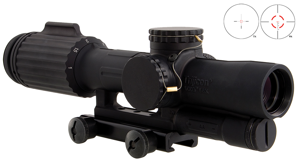 Trijicon 1600004 VCOG 1-6x 24mm Obj 95-15.90 ft @ 100 yds FOV Matte Black Finish LED Illuminated Red Segmented Circle w/Crosshair 308 175gr W/TA51 Mount