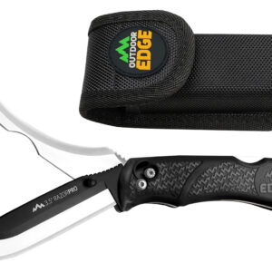Outdoor Edge RO10C RazorPro 3.50" Folding Razor/Gut Plain 420J2 SS Blade, Black TPR Handle, Includes Replacement Blades