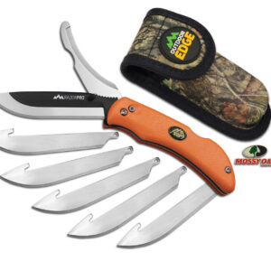 Outdoor Edge RO20C RazorPro 3.50" Folding Razor/Gut Plain/Saw 420J2 Stainless Steel Blade FRN Orange Handle