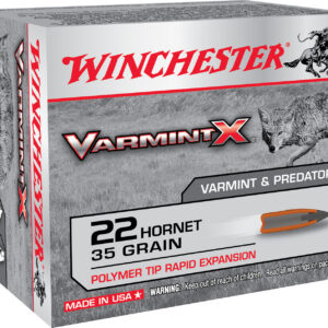 Winchester Ammo X22P Varmint X 22Hornet 35gr Polymer Tip Rapid Expansion 20 Per Box/10 Case