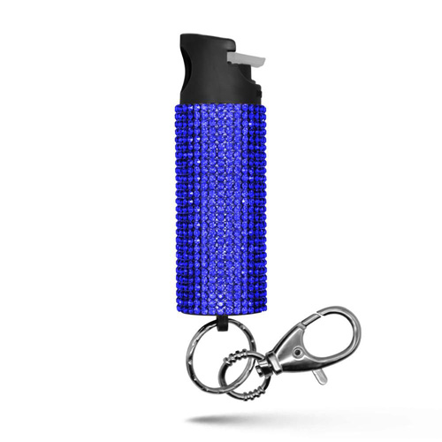 PEPPER SPRAY KEYCHAIN WITH RHINESTONES - BLUE