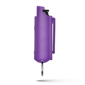 PEPPER SPRAY KEYCHAIN WITH BELT CLIP - PURPLE, QUICK ACTION