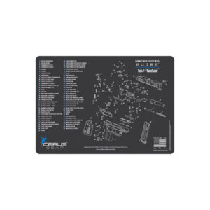 RUGER SR22 SCHEMATIC HANDGUN MAT - CHARCOAL GRAY/CERUS BLUE, 12" X 17"