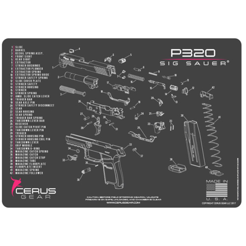 SIG SAUER P320 SCHEMATIC HANDGUN PROMAT - CHARCOAL GRAY/PINK
