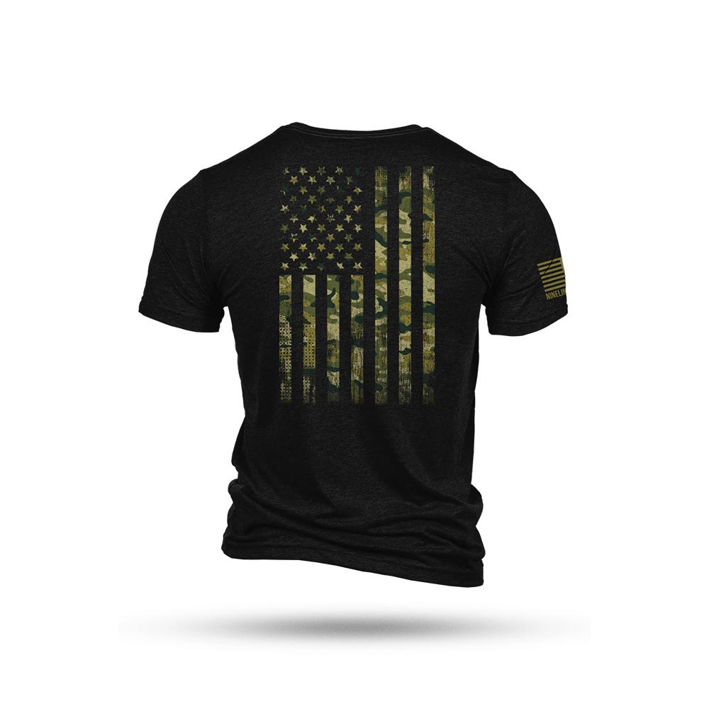 Nine Line American Camo Short Sleeve Shirt Black Triblend 3XL