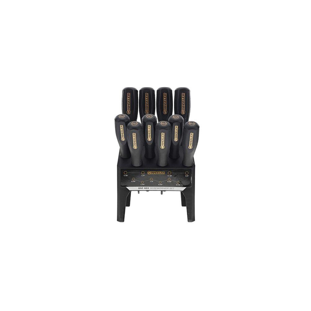 Wheeler 10 Piece SAE Hex Benchtop Screwdriver Set Black