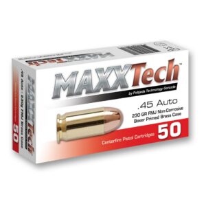 Maxxtech Brass Casefire Handgun Ammunition .45 ACP 230 gr FMJ 50/ct