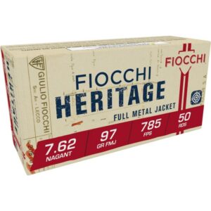 Fiocchi Heritage Handgun Ammunition 7.62 Nagant 97 gr FMJ 1082 fps 50/ct