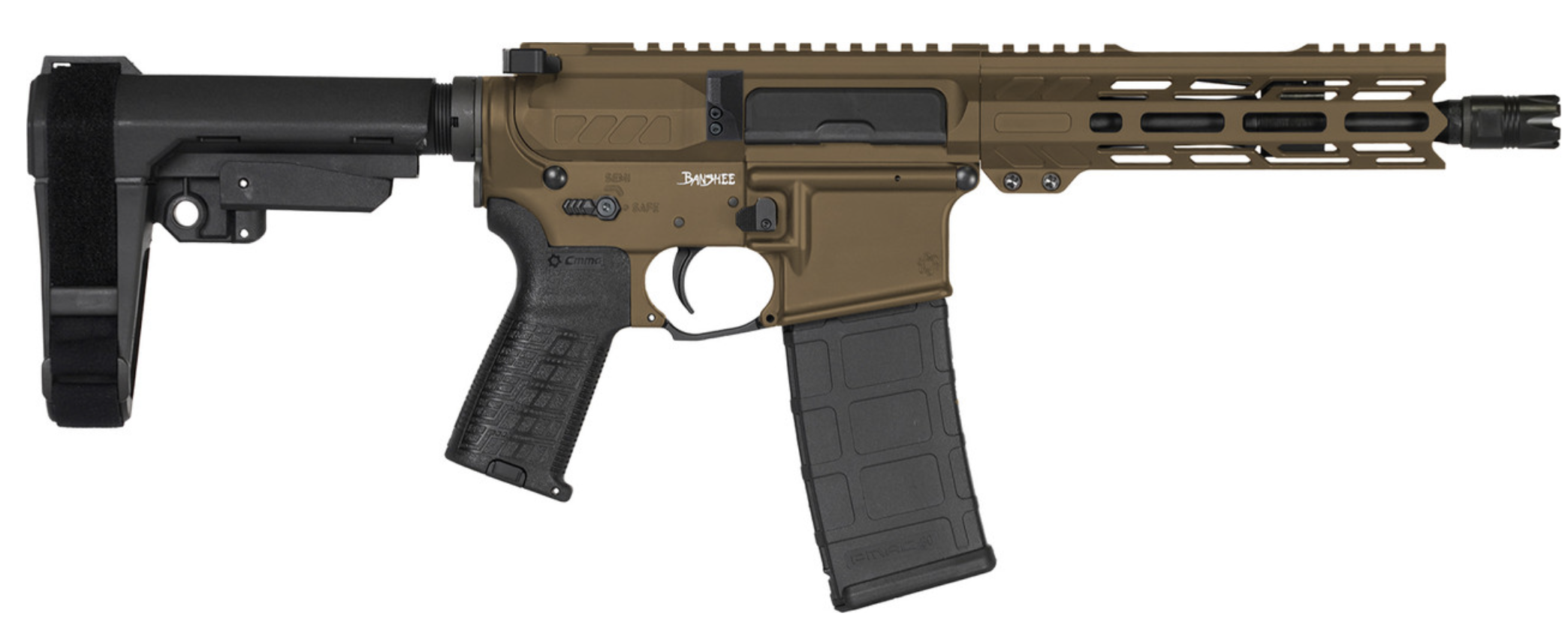 CMMG PISTOL, BANSHEE, MK4, 300BLK, 8", MID BRNZ W/ADJ RIP BRACE